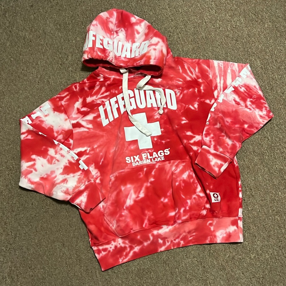 Lifeguard Red Tie-Dye Men's Sweater